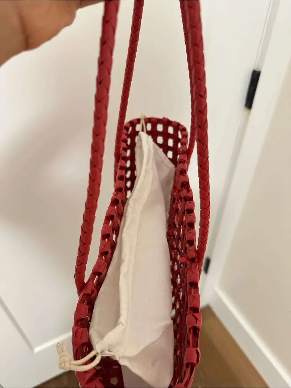 & Other Stories Red Woven Tote Bag